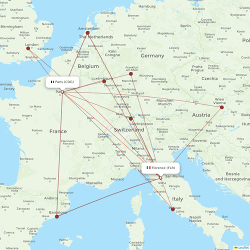 Air France flights between Paris and Florence