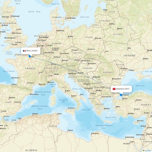 Turkish Airlines flights between Paris and Istanbul