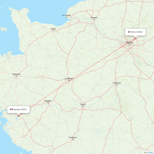 Air France flights between Paris and Nantes