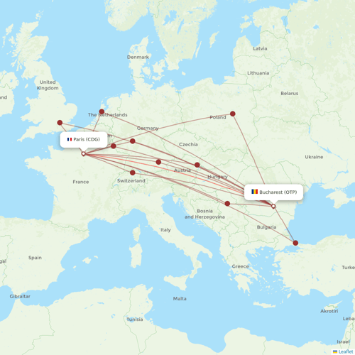 TAROM flights between Paris and Bucharest