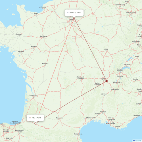 Air France flights between Paris and Pau