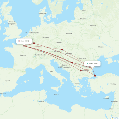Bulgaria Air flights between Paris and Varna