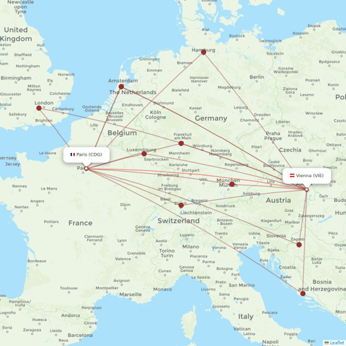 Austrian flights between Paris and Vienna