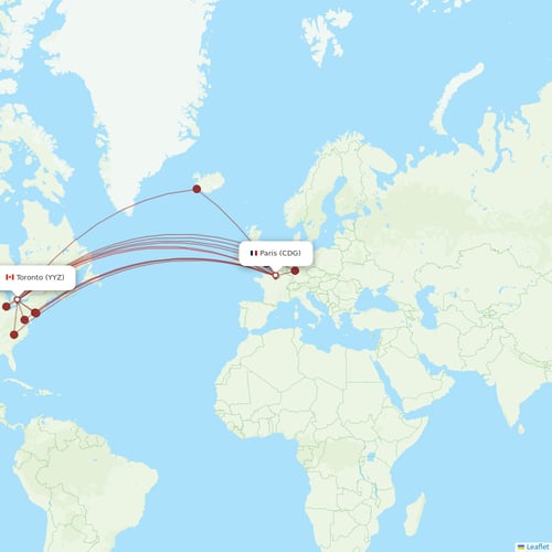 Air Transat flights between Paris and Toronto