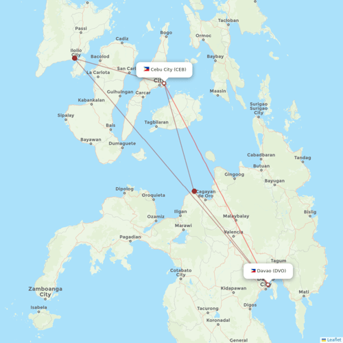 Cebu Pacific Air flights between Cebu City and Davao