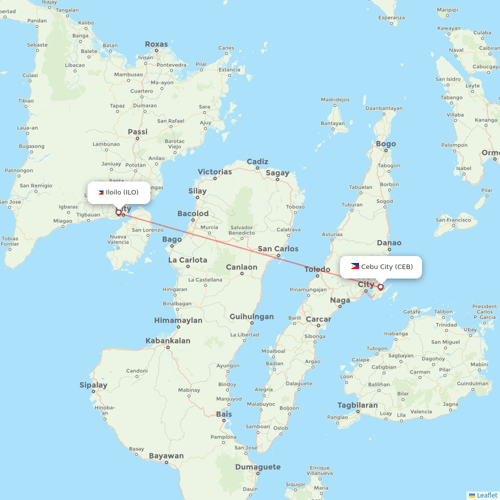Philippine Airlines flights between Cebu City and Iloilo