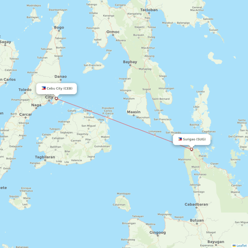 Cebgo flights between Cebu City and Surigao