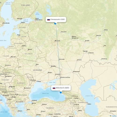 Severstal Aircompany flights between Cherepovets and Adler/Sochi