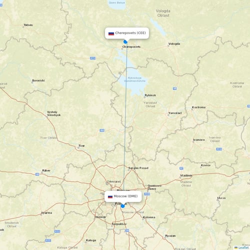 Severstal Aircompany flights between Cherepovets and Moscow