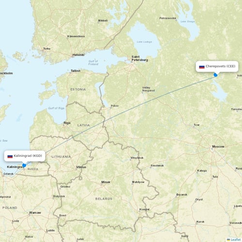 Severstal Aircompany flights between Cherepovets and Kaliningrad