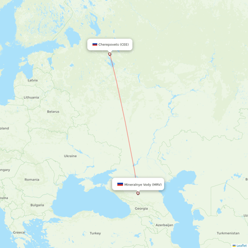 Severstal Aircompany flights between Cherepovets and Mineralnye Vody