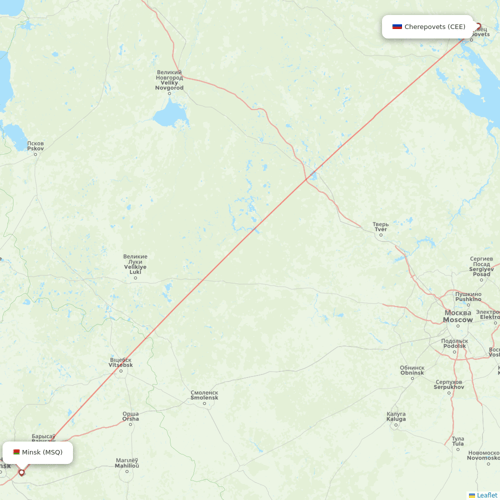 Severstal Aircompany flights between Cherepovets and Minsk