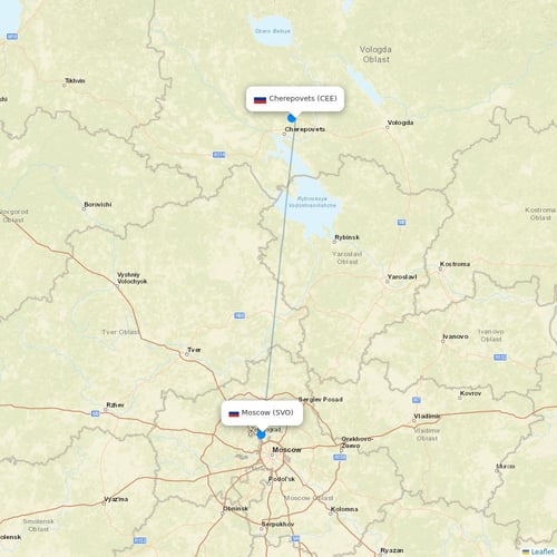 Severstal Aircompany flights between Cherepovets and Moscow