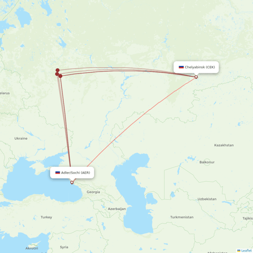 NordStar Airlines flights between Chelyabinsk and Adler/Sochi