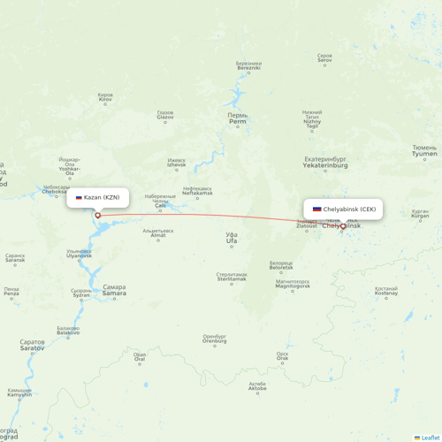 Red Wings flights between Chelyabinsk and Kazan