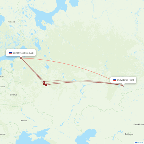 Nordavia Regional Airlines flights between Chelyabinsk and Saint Petersburg