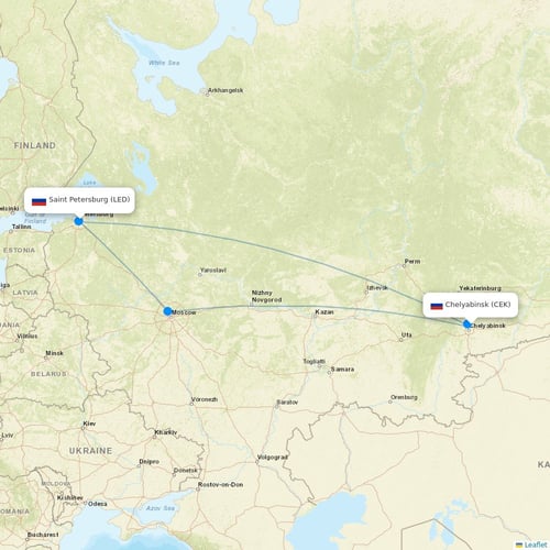 Nordavia Regional Airlines flights between Chelyabinsk and Saint Petersburg