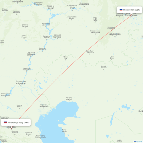Azimuth Airlines flights between Chelyabinsk and Mineralnye Vody