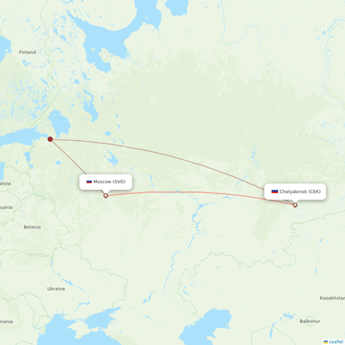 Aeroflot flights between Chelyabinsk and Moscow