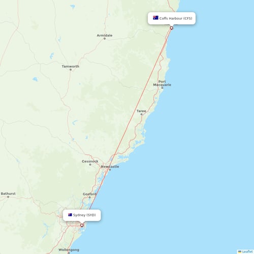 Rex Regional Express flights between Coffs Harbour and Sydney