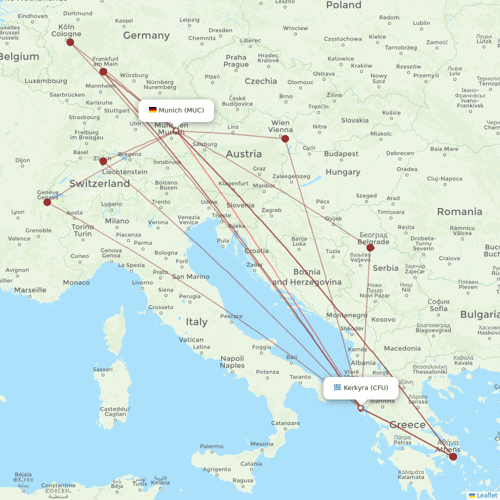 Airbus Transport International flights between Kerkyra and Munich