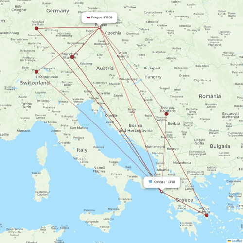 SmartWings flights between Kerkyra and Prague