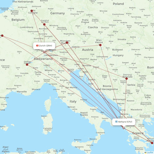 Edelweiss Air flights between Kerkyra and Zurich