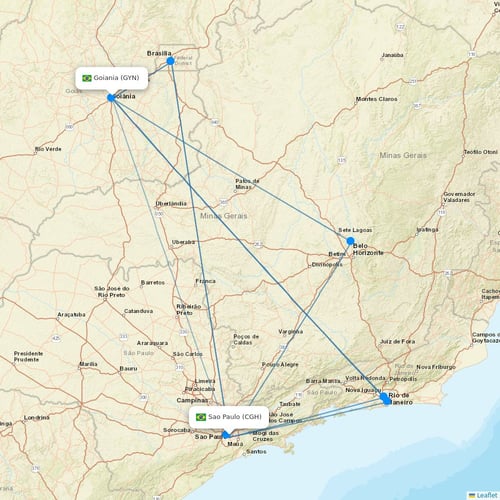 Gol flights between Sao Paulo and Goiania