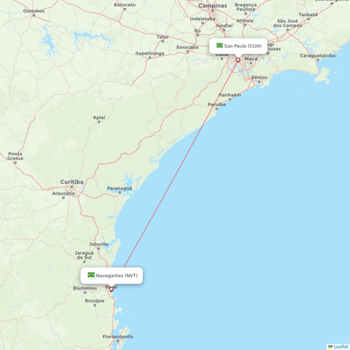 Gol flights between Sao Paulo and Navegantes