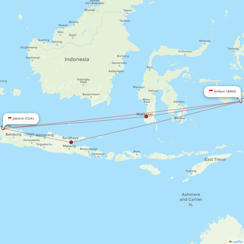 Garuda Indonesia flights between Jakarta and Ambon
