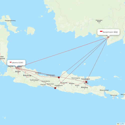 Super Air Jet flights between Jakarta and Banjarmasin