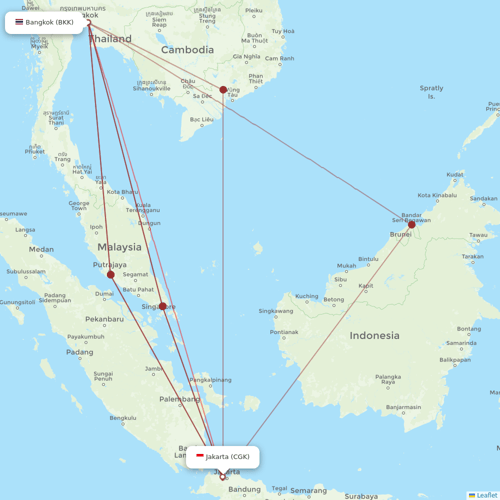 Thai Airways International flights between Jakarta and Bangkok