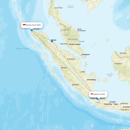 Super Air Jet flights between Jakarta and Banda Aceh