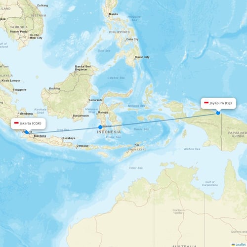 Garuda Indonesia flights between Jakarta and Jayapura