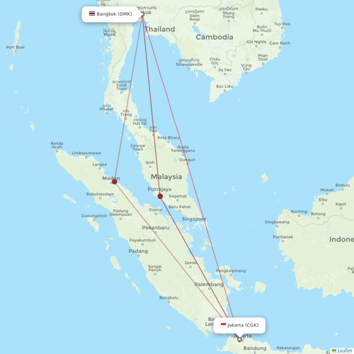 Thai Lion Air flights between Jakarta and Bangkok