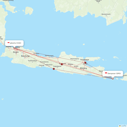 Super Air Jet flights between Jakarta and Denpasar