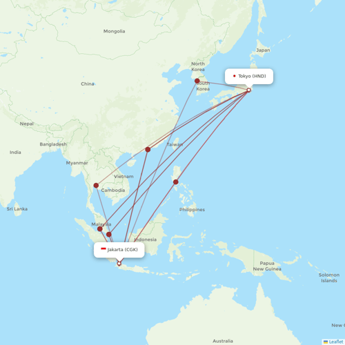 Garuda Indonesia flights between Jakarta and Tokyo