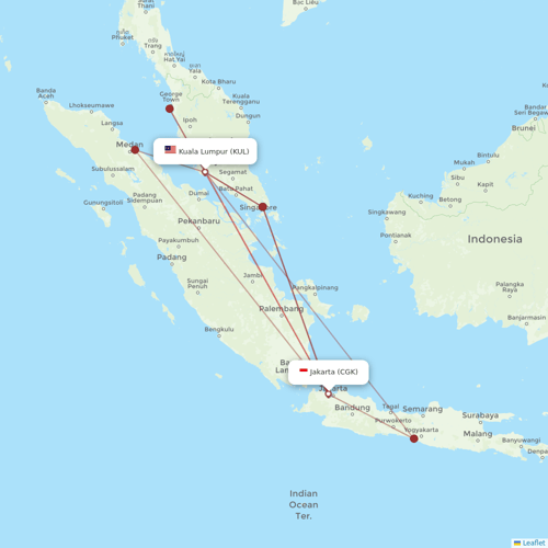 TransNusa flights between Jakarta and Kuala Lumpur