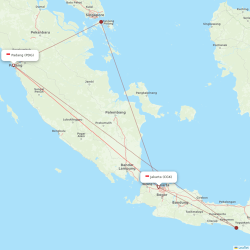 Garuda Indonesia flights between Jakarta and Padang