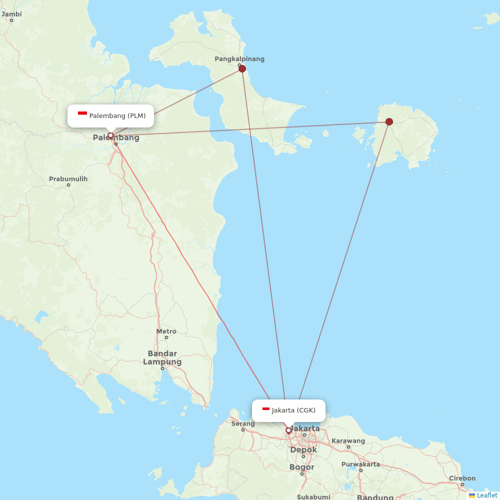 Garuda Indonesia flights between Jakarta and Palembang