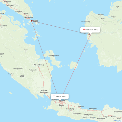 Garuda Indonesia flights between Jakarta and Pontianak