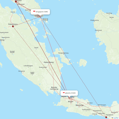 Singapore Airlines flights between Jakarta and Singapore