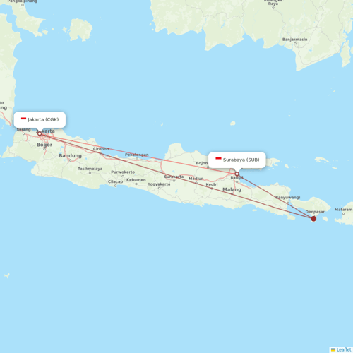 Lion Air flights between Jakarta and Surabaya