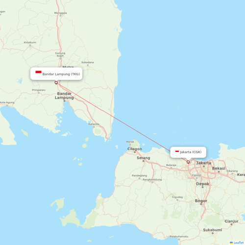 Lion Air flights between Jakarta and Bandar Lampung