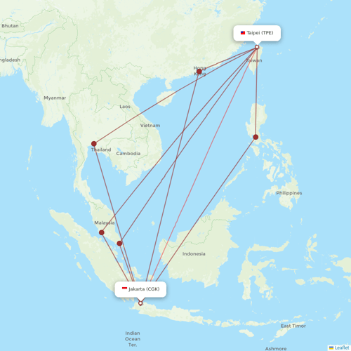 EVA Air flights between Jakarta and Taipei