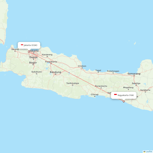 TransNusa flights between Jakarta and Yogyakarta