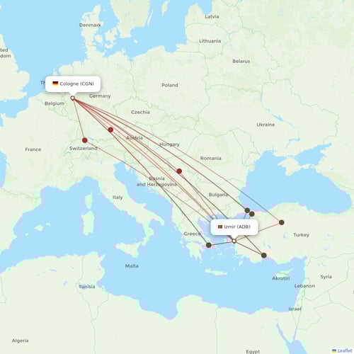 Corendon Airlines flights between Cologne and Izmir