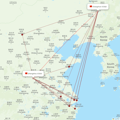 Lucky Air flights between Zhengzhou and Changchun