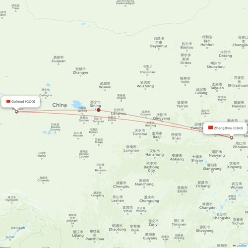 West Air (China) flights between Zhengzhou and Golmud