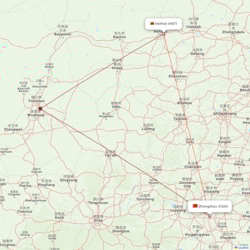 Beijing Capital Airlines flights between Zhengzhou and Hohhot